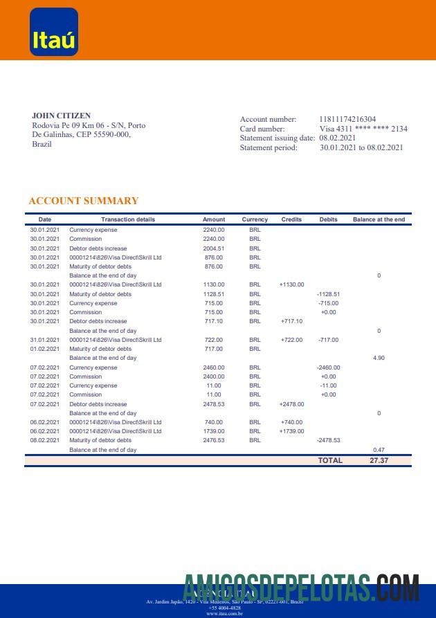 Brazil Itau Bank St modelo